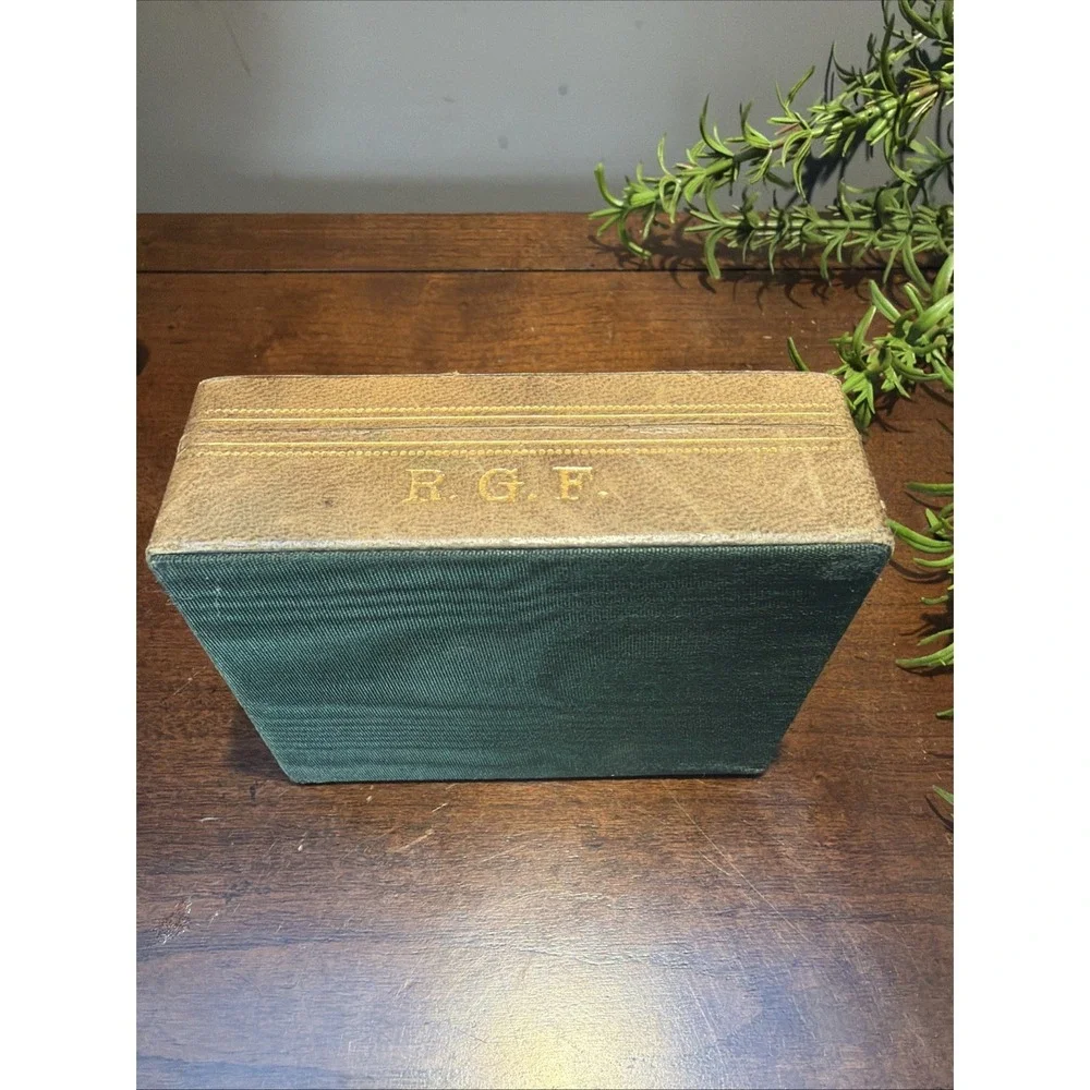 VTG LEATHER & Gold Jewelry Cigarette TRINKET Box FLORENCE Italy Firenze Gold Lea